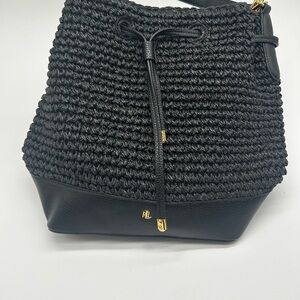 Ralph Lauren Black Textured Hobo Bag